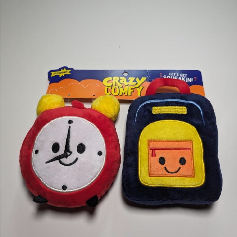 Joyhound Dog Squeaky Plush Toy Alarm Clock & Plush Backpack